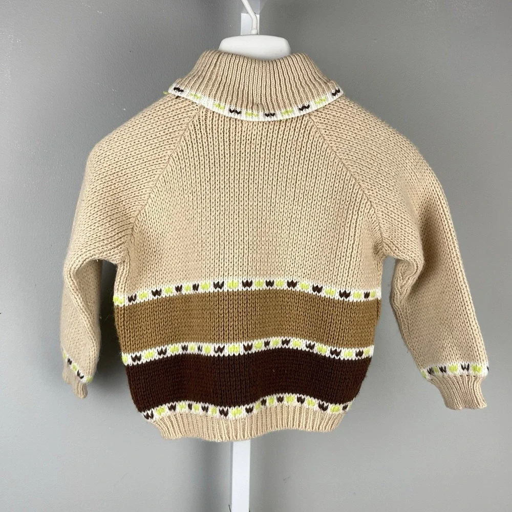 Vintage A Little Angel Toddler Boys Turtleneck Sweater Raglan Sleeve‎ Tan Brown